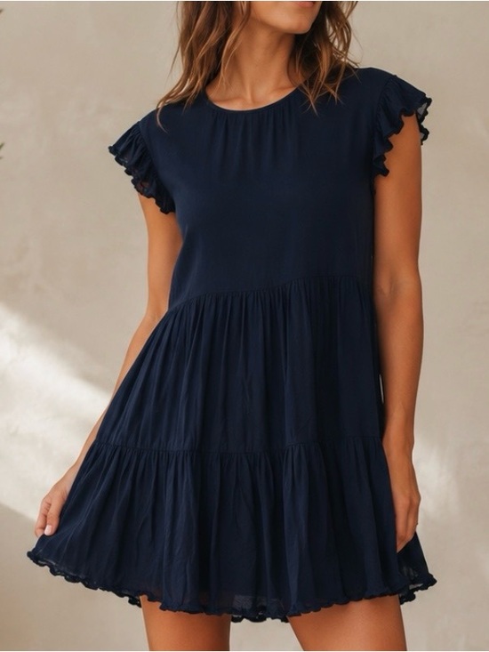Wilfred Dresses & Skirts - Wilfred La Boheme Navy Tiered Mini Dress with Keyhole Tie